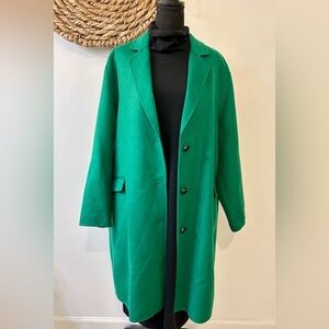 NWT Galeries Lafayette Claudel Mid-Length Coat in Vert Green Size 44 FR